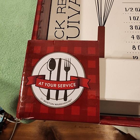 Cookbook Tablet Stand w/ measurements white Cutting Board look - Picture 3 of 8